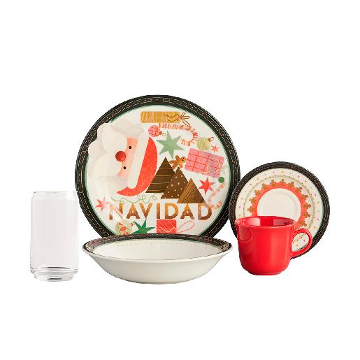 Combo Vajilla Santa Dream 4 puestos 16 piezas + Set 6 Vasos Lata Cristar Combo Vajilla Santa Dream 4 puestos 16 piezas + Set 6 Vasos Lata Cristar