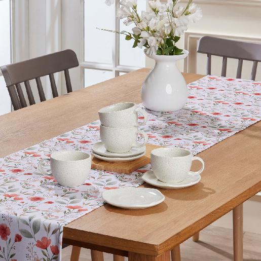 Combo Primavera set de té Orión 4 puesto 8 piezas + 1 camino de mesa  Primavera 280X40cm Combo Primavera set de té Orión 4 puesto 8 piezas + 1 camino de mesa  Primavera 280X40cm