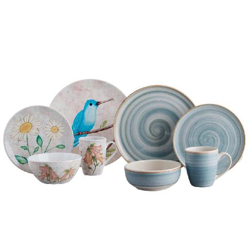 Set X6 Platos Postre Corona Blue Apto Microondas Ceramica