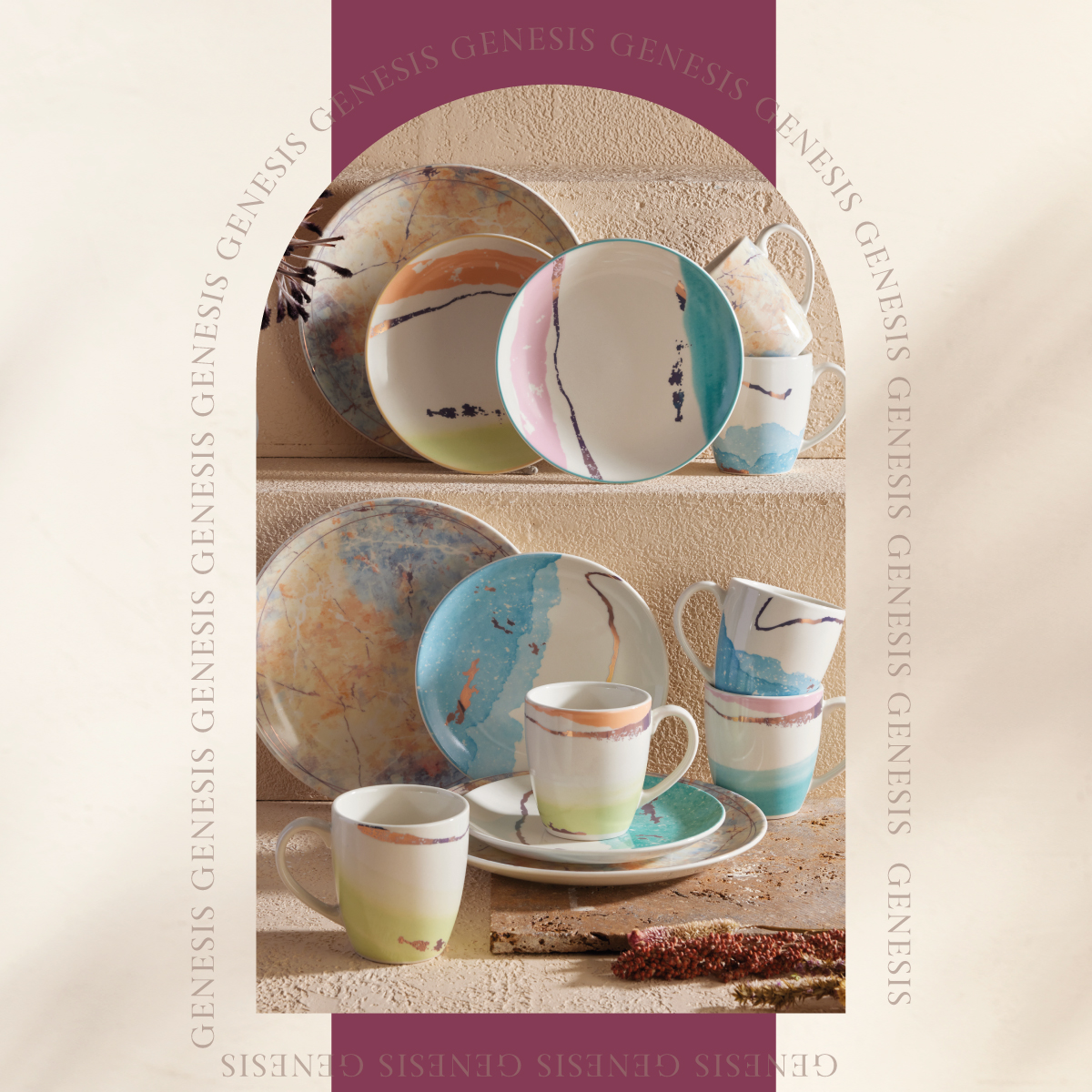 Plato Postre 20.2cm Genesis Rosado