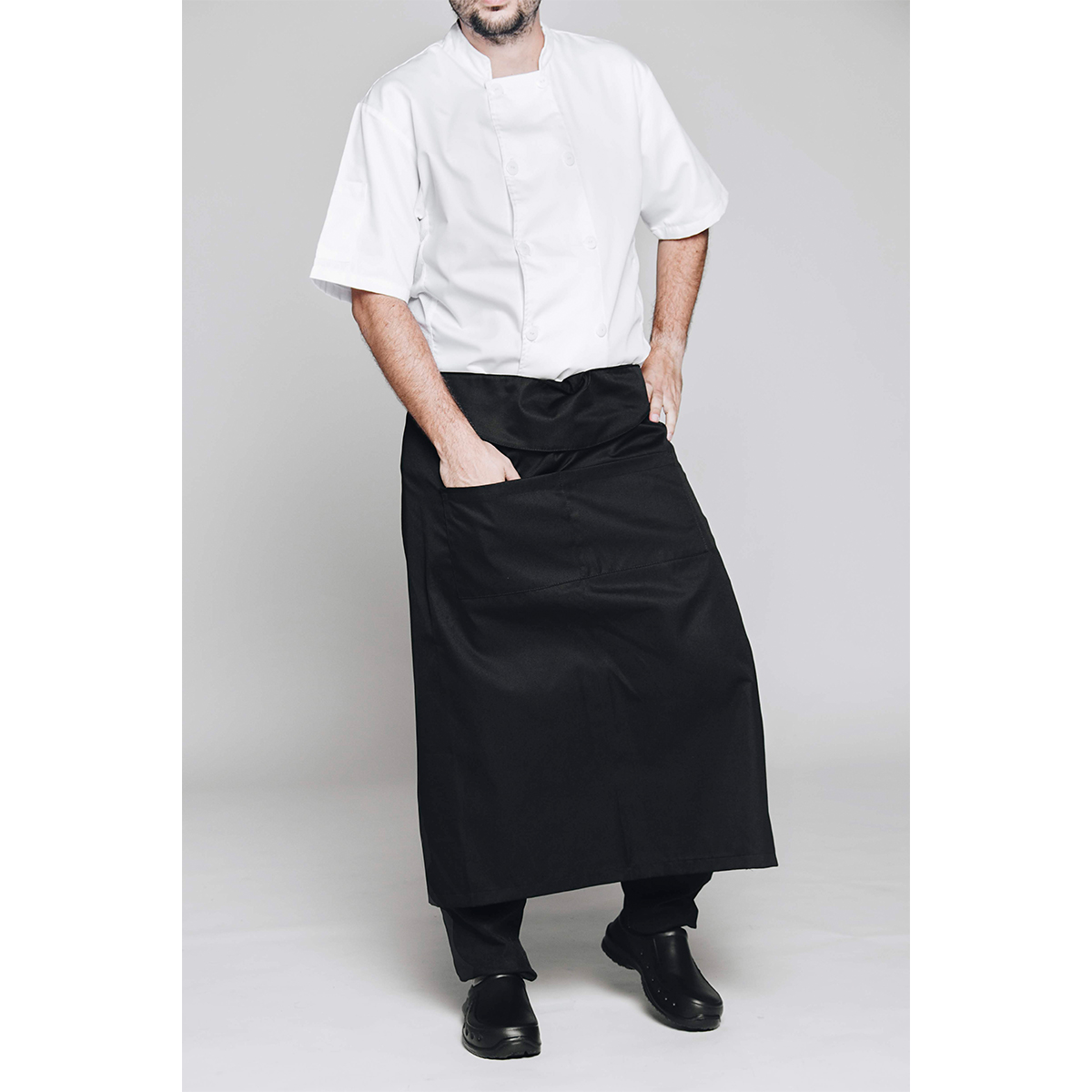Delantal Faldón Negro Solapa by All in Chef