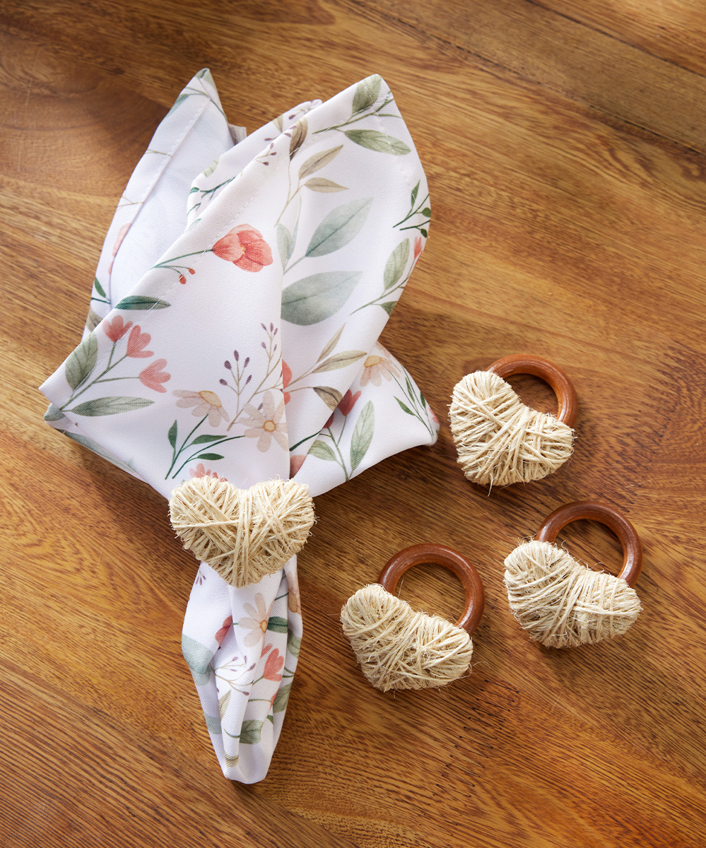 Set 4 Servilleteros 6X2CM Cabuya Corazón