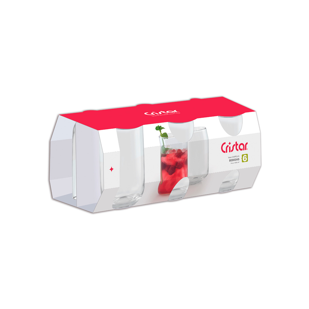 Set 6 Vasos Capella 408ml - Cristar