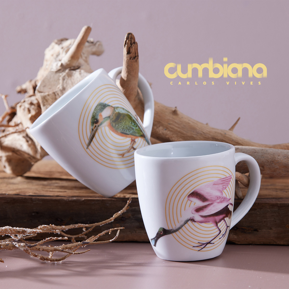 Set 2 Mugs Pato Cuchara Pescador 394.2ml Cumbiana By Carlos Vives