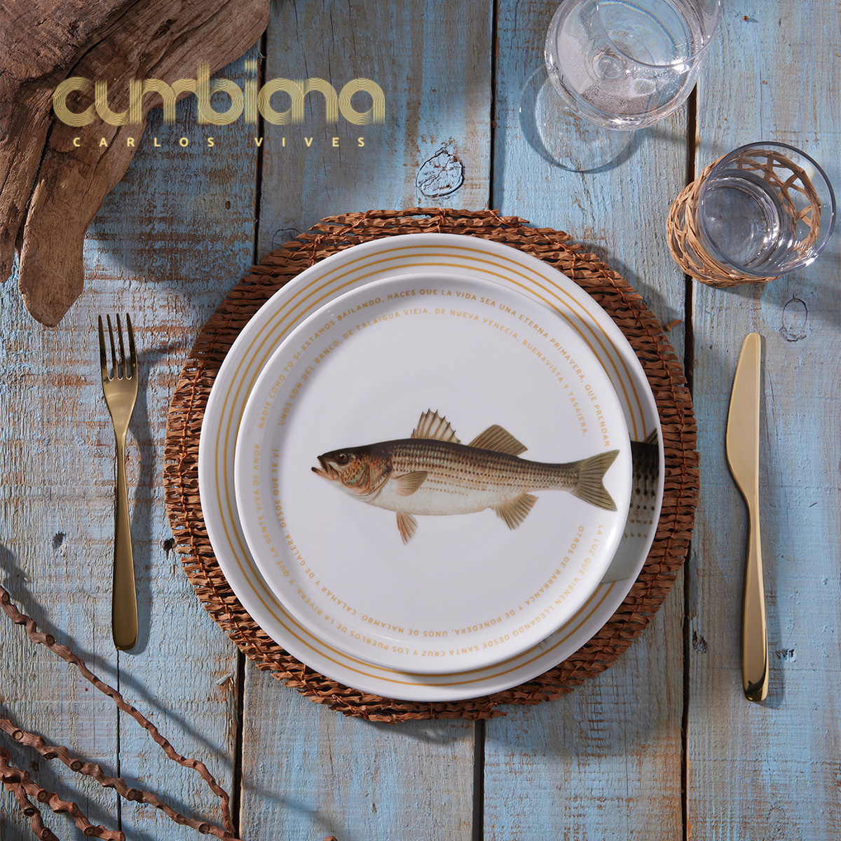Set 4 platos Pando 23.6cm Cumbiana By Carlos Vives