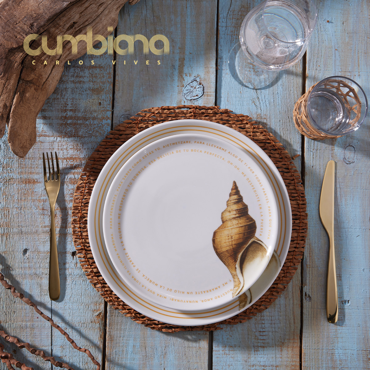 Set 4 platos Pando 23.6cm Cumbiana By Carlos Vives