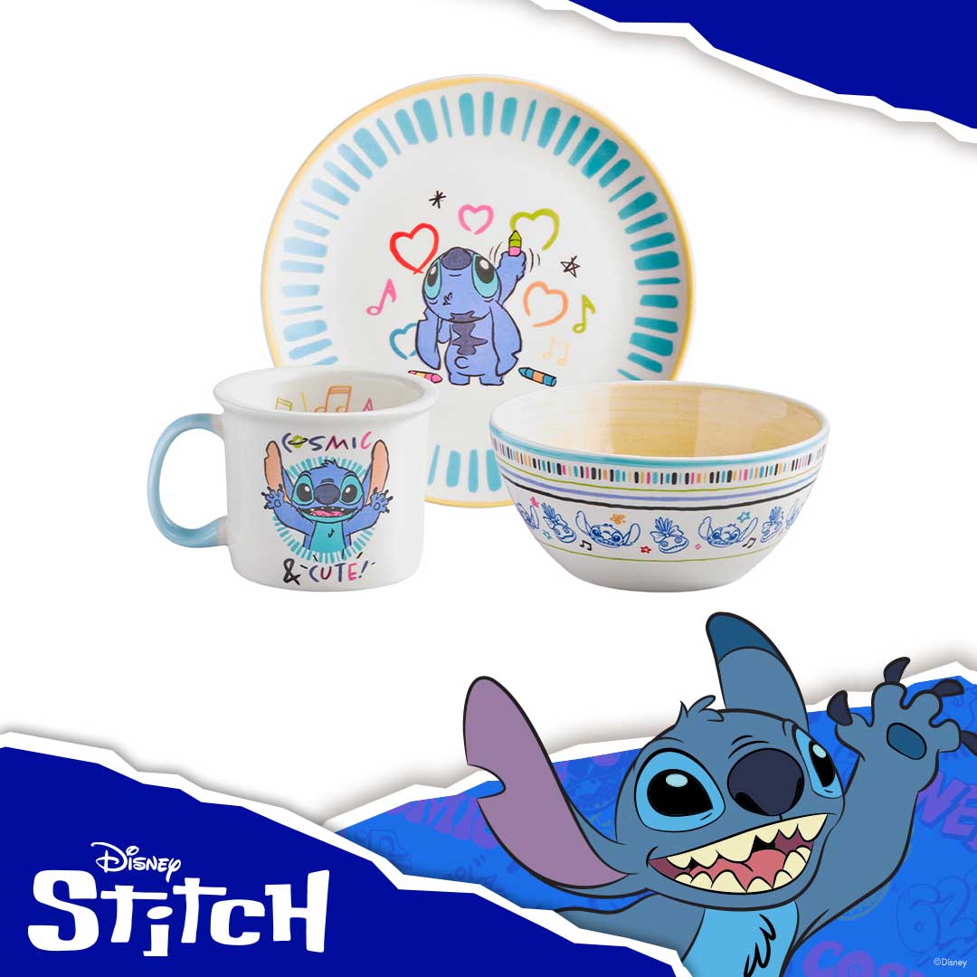 Set desayuno piezas Stitch Despierta con una sonrisa