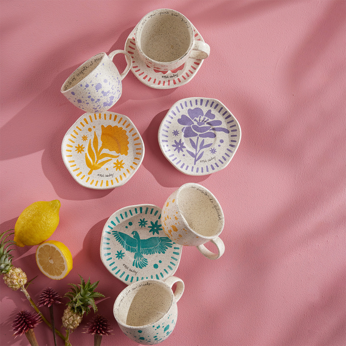 Set de Té 4 Puestos 8 Piezas 229.5ml Mundos Imaginarios By Meli Arbelaez