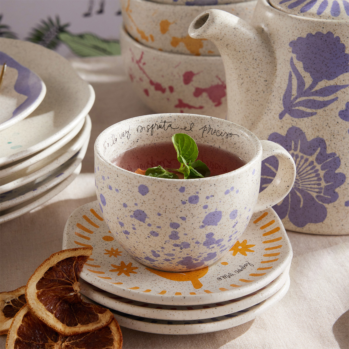 Set de Té 4 Puestos 8 Piezas 229.5ml Mundos Imaginarios By Meli Arbelaez