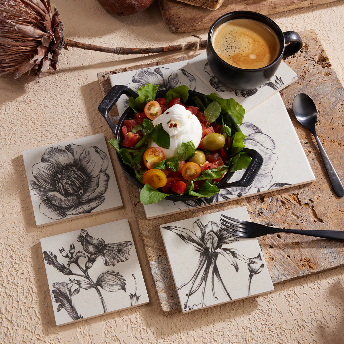 Set 4 Portavasos Elea 10.5cm x 10.5cm