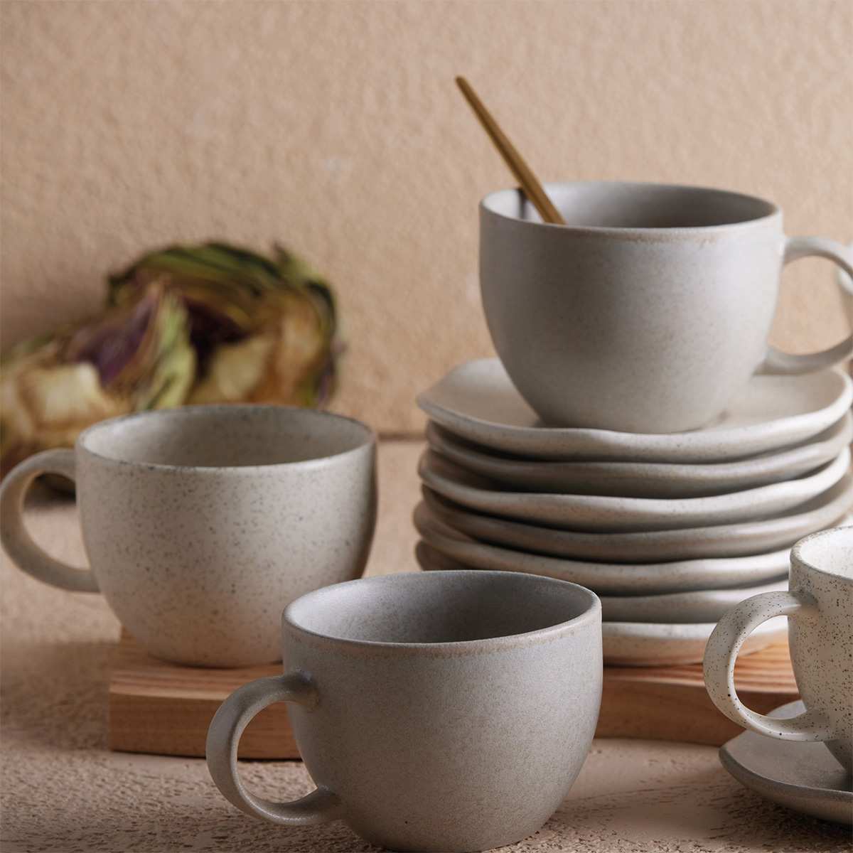 Set de Té 4 Puestos 8 Piezas Concreto 229.5ml
