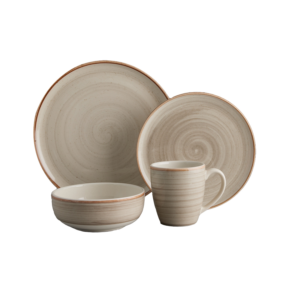 Vajilla Caoba Gris Puestos 16 Piezas- Vajillas Corona