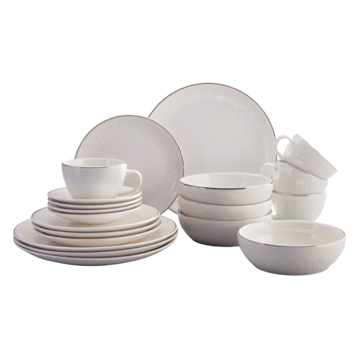 Vajilla Corona Harmony plateado 4 puestos 20 piezas