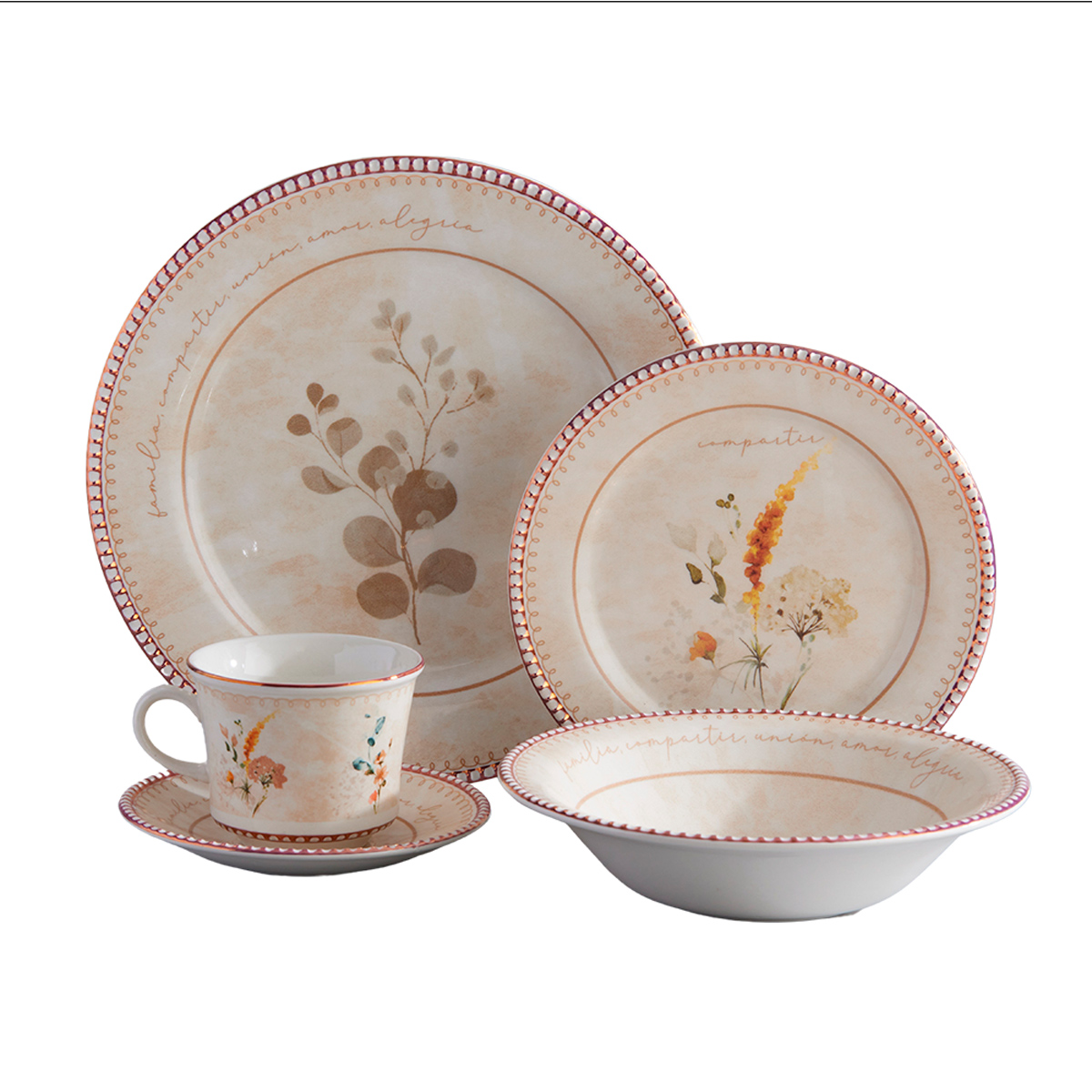 Vajilla Corona Amorette Puestos 20 Piezas Vajillas Corona